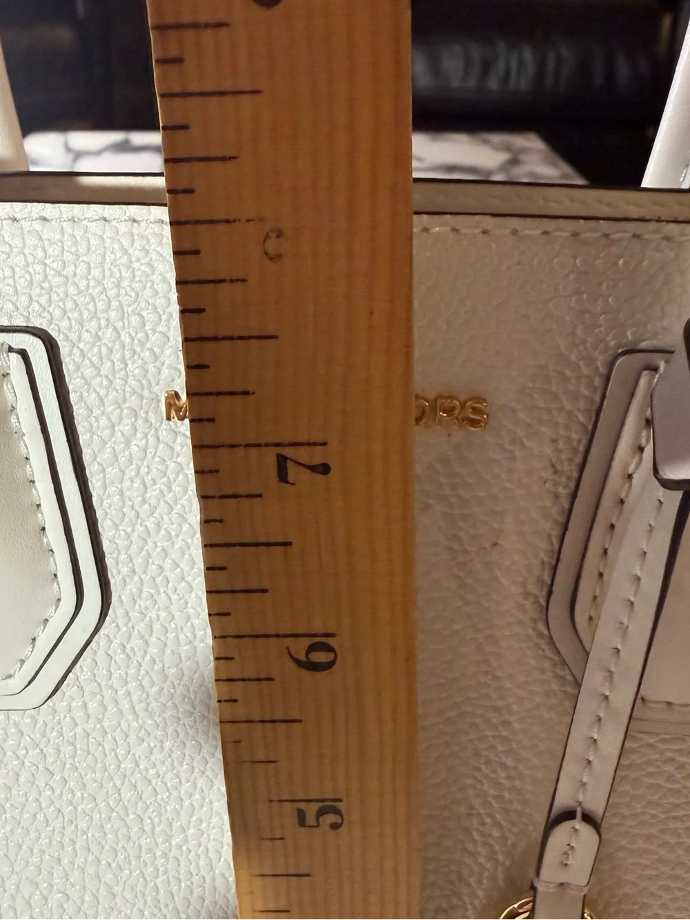 Michael Kors Mercer Medium Pebbled Leather Crossbody Bag White Gold NWOT